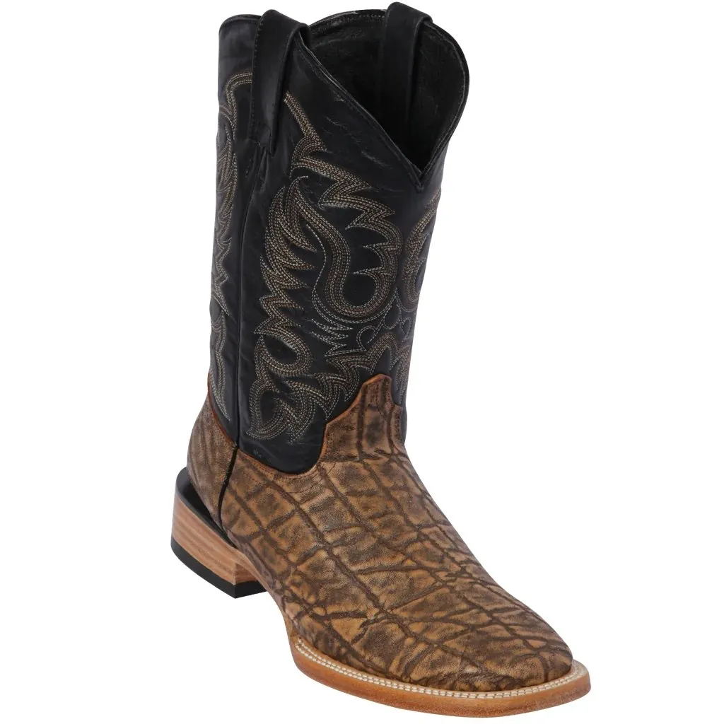 Botas de Elefante Grabado Horma Rodeo Cuadrada Color Cafe Q8227059