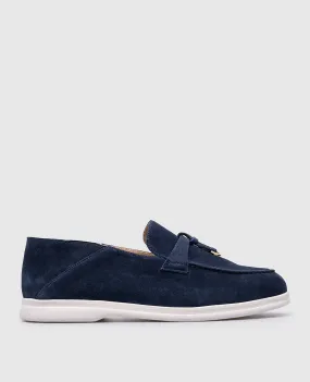 Doucal's Blue suede loafers with metal pendants