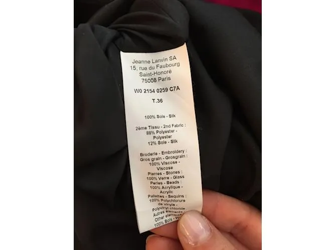 LANVIN Vestidos T.fr 36 Seda Negro 